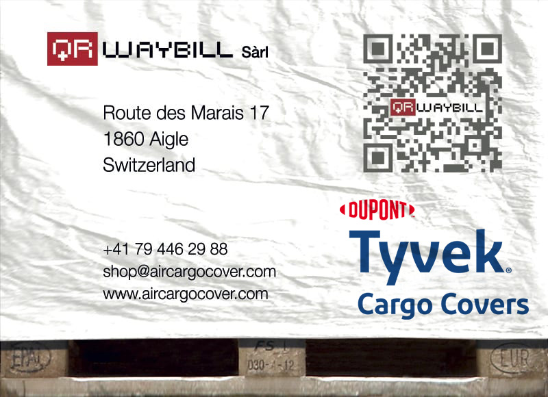 QR code Air Cargo Cover Housses de protection DUPONT ™ TYVEK ® SOLAR ™ Palettes de transport EUR UK/USA