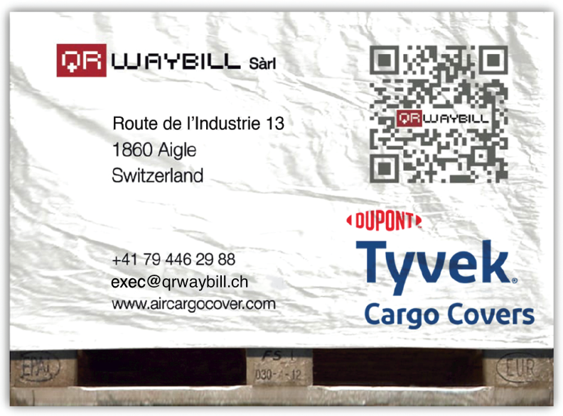 QR code Air Cargo Cover Housses de protection DUPONT ™ TYVEK ® SOLAR ™  Palettes de transport EUR UK/USA
